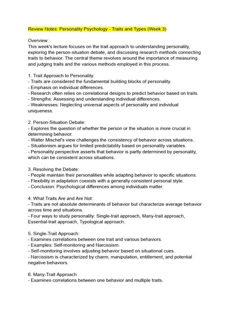 Review Notes For 307 | PDF | Psychoanalysis | Sigmund Freud