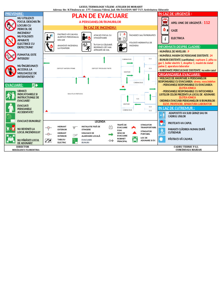 PLAN DE EVACUARE Atelier de Morarit | PDF