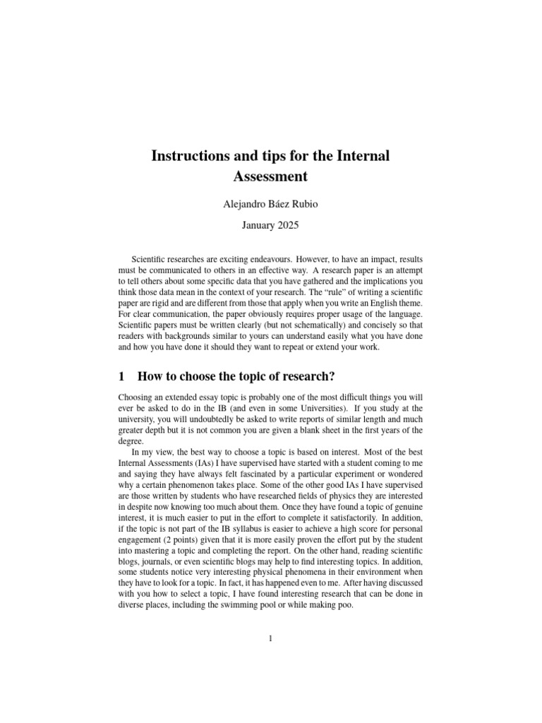 Internal Assessment Writing Tips | PDF | Accuracy And Precision ...