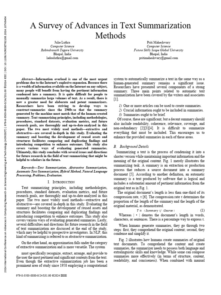 Advances in Text Summarization Methods | PDF | Cognitive Science