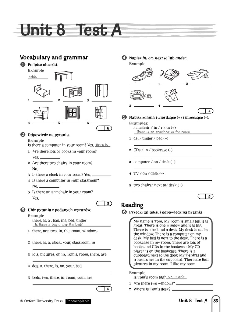 03 WIN1Tests 8-10L+R | PDF | Classroom | Foods