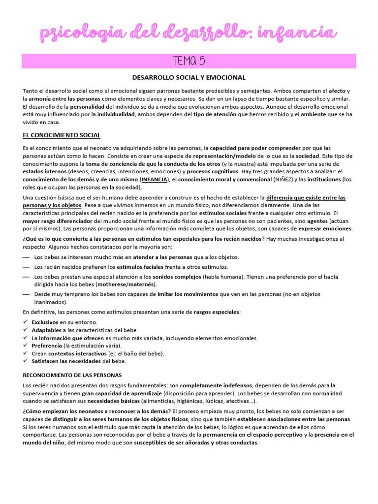 Desarrollo Social y Emocional Infantil | PDF | Las emociones | Teoría ...
