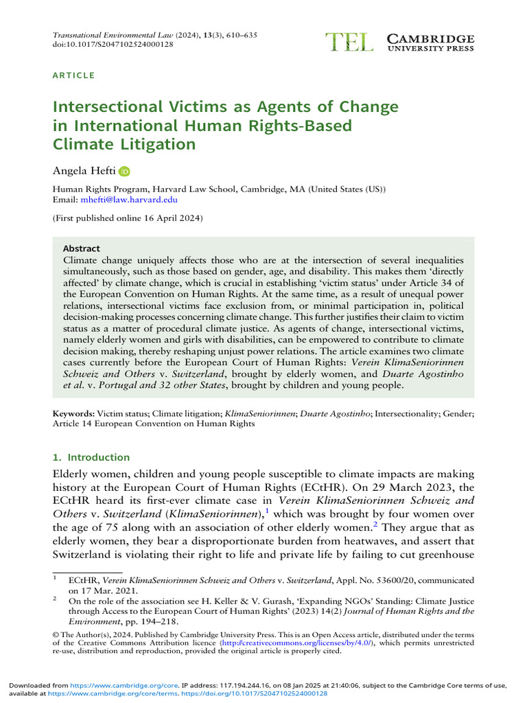 Intersectional Victims As Agents of Change in International Human ...