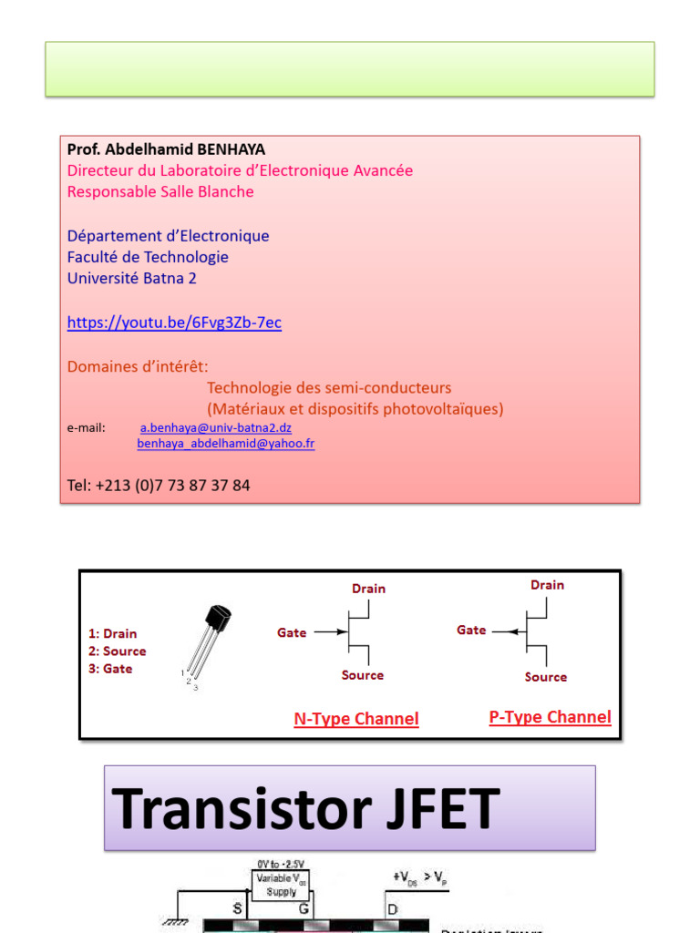 Fonctionnement et Modélisation du JFET | PDF | Transistor | Transistor ...