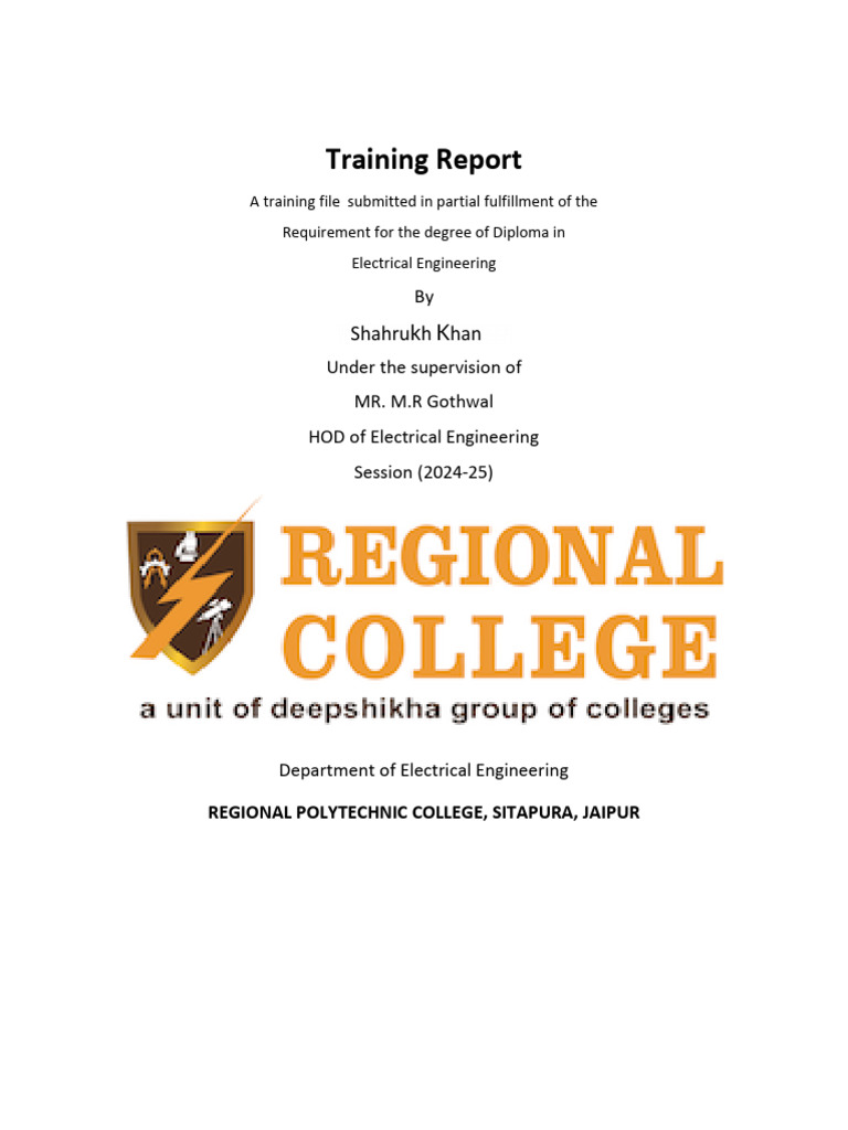 Electrical Engineering Training Report | PDF