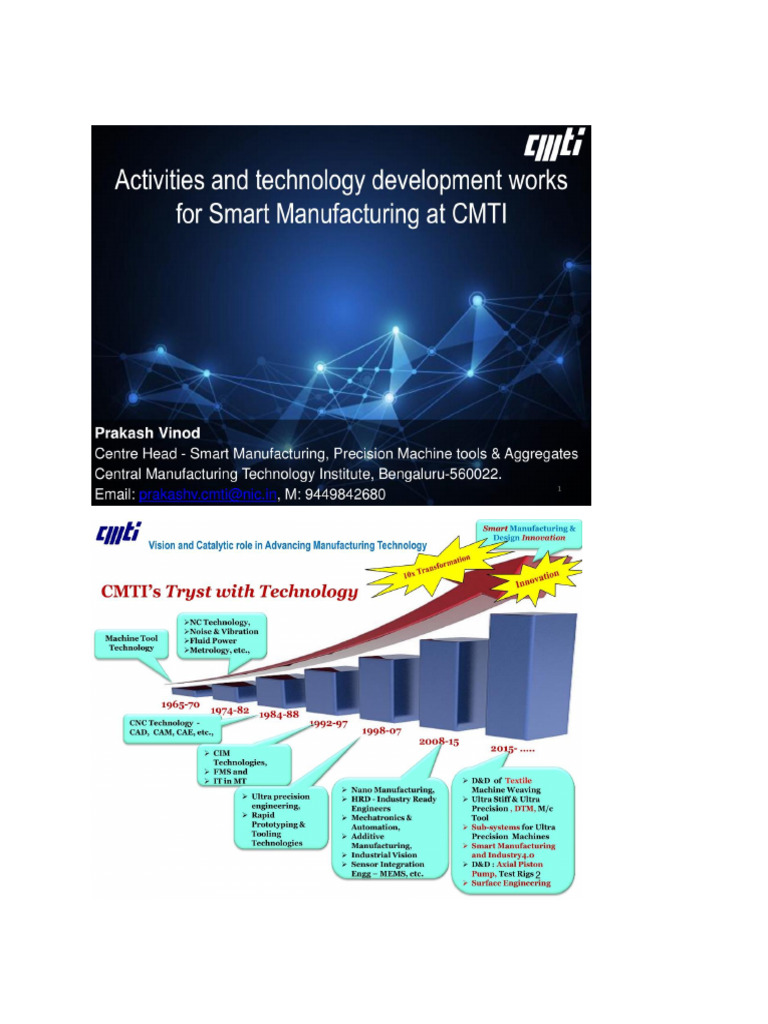 Works For Smart Manufacturing at CMTI-Prakash Vinod, Sc-CMTI | PDF