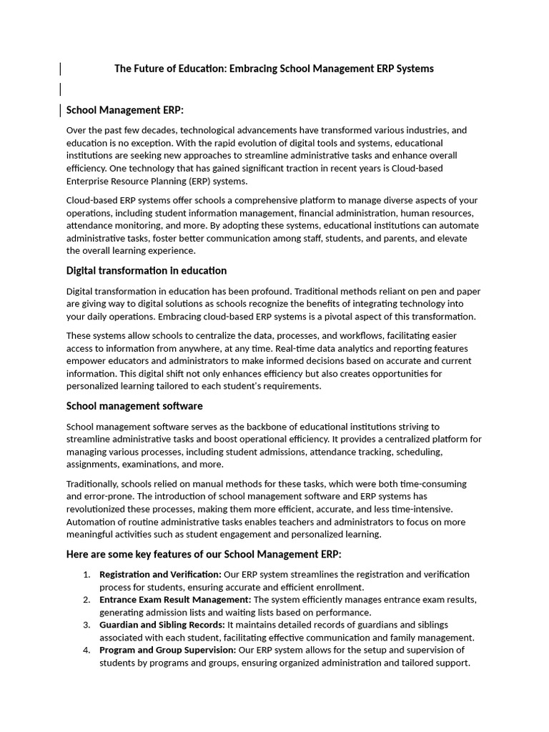 School Management ERP-Blog-AT | PDF | Enterprise Resource Planning ...