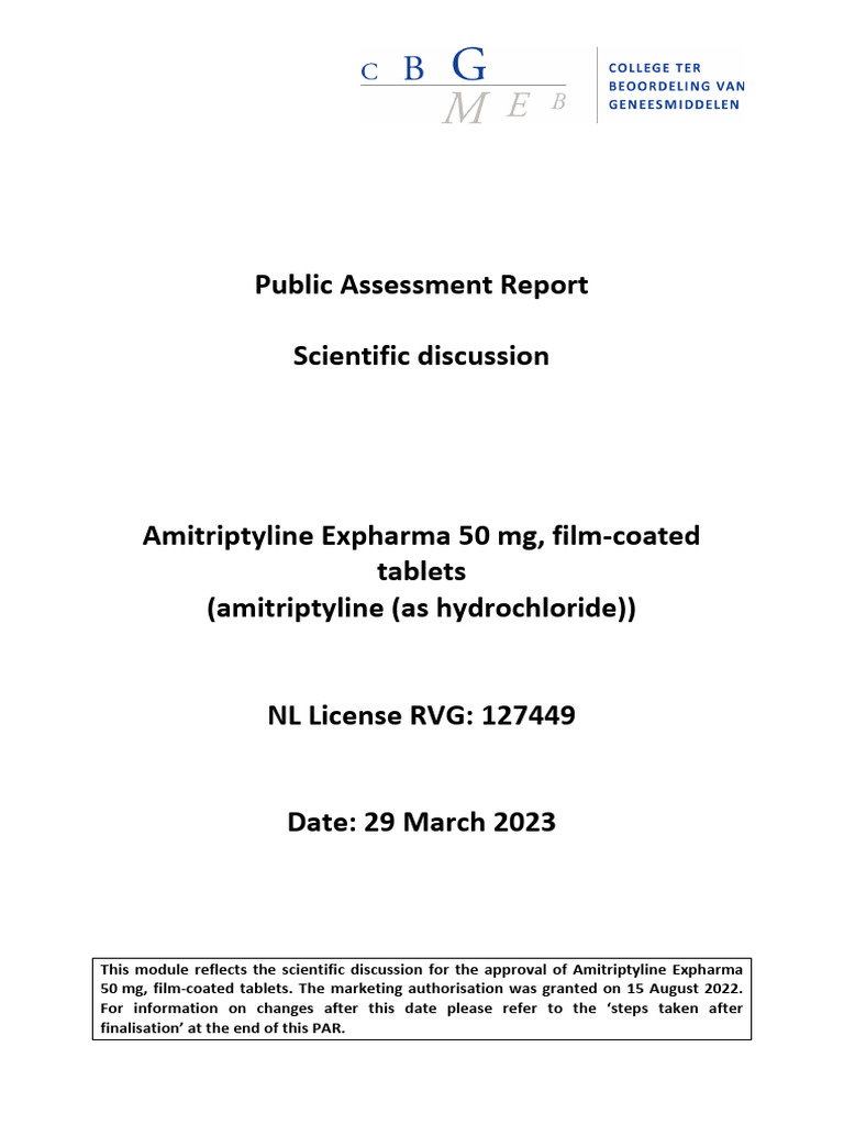 Amitriptyline Expharma Approval Report | PDF | Peripheral Neuropathy ...