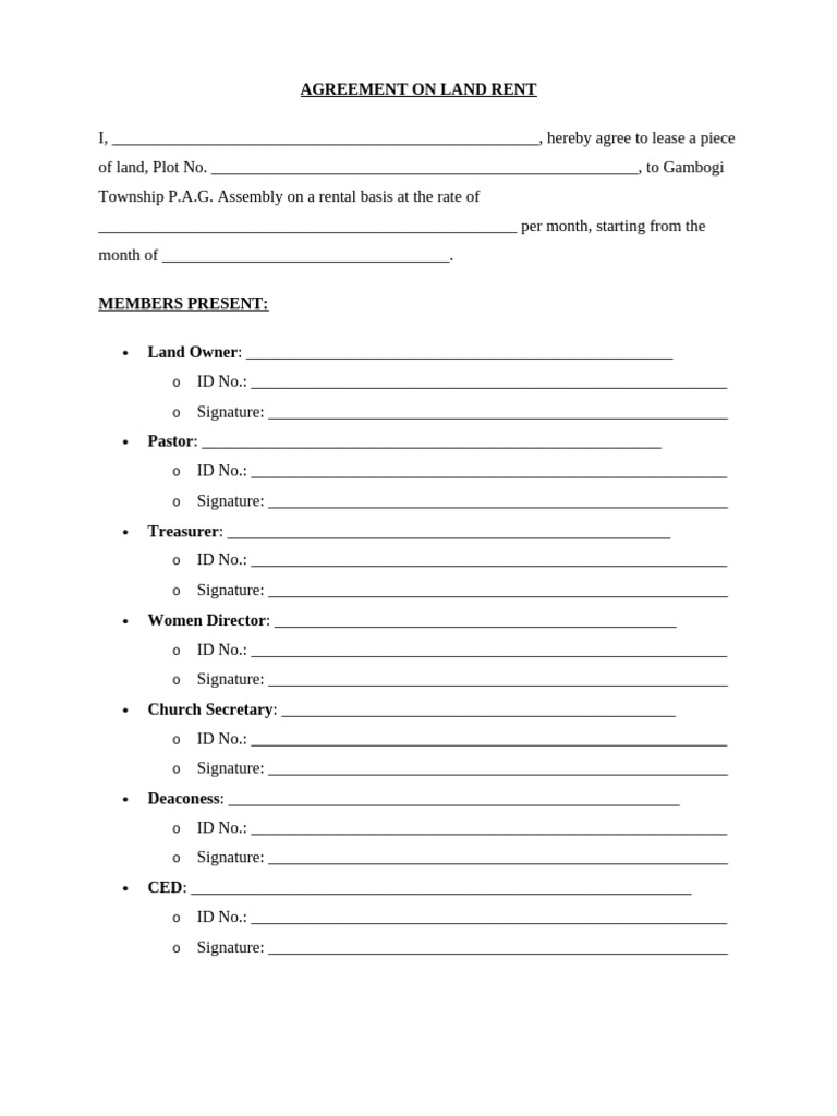 Land Rental Agreement Template | PDF