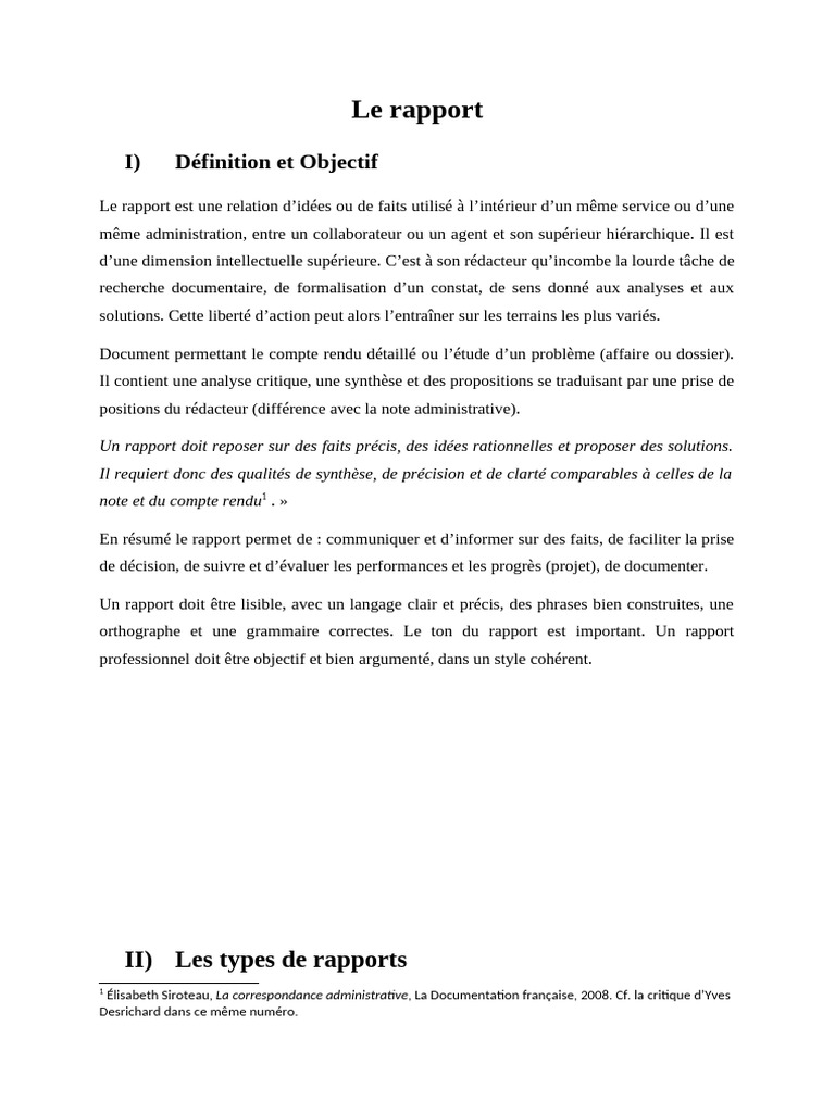Types et définitions de rapports professionnels | PDF | Expérience ...