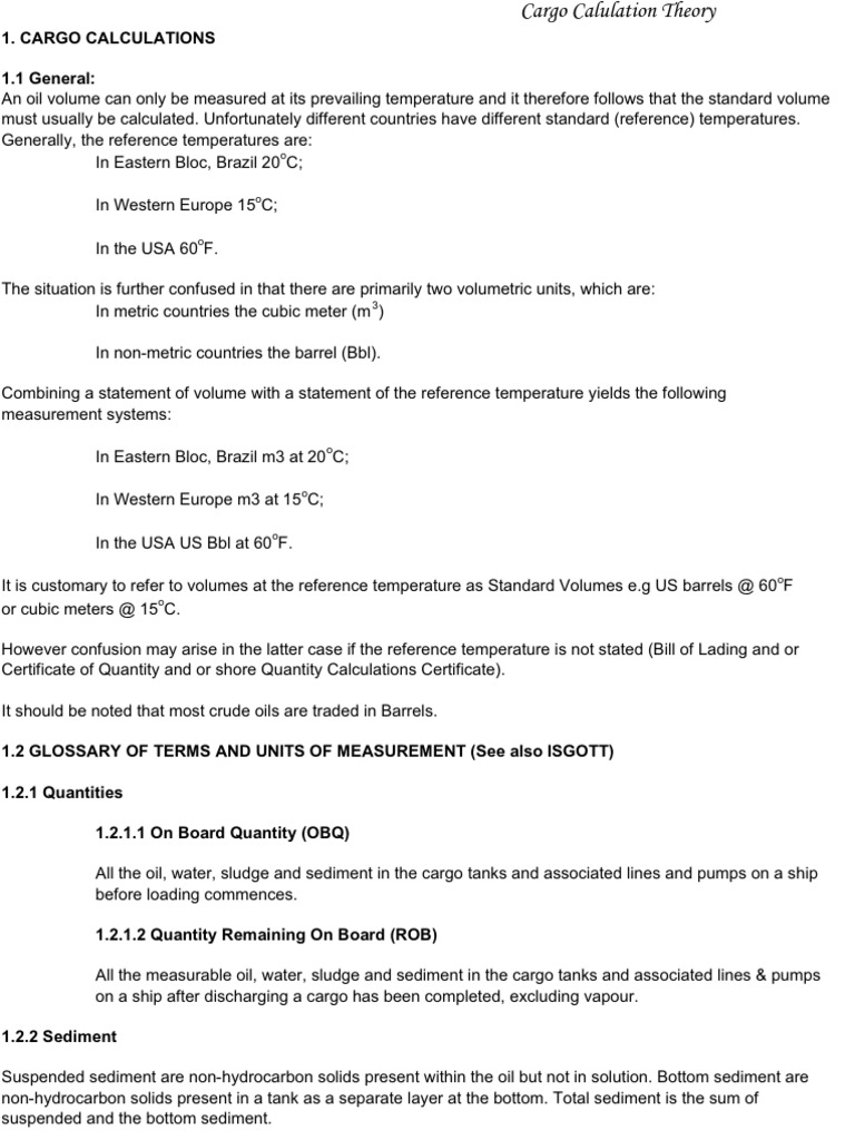 Oil Tanker Cargo Calculation Guide | PDF | Density | Weight