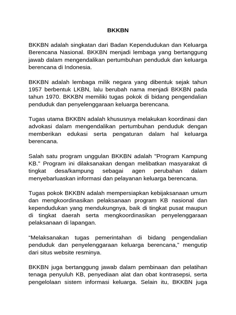 Peran BKKBN dalam Keluarga Berencana | PDF