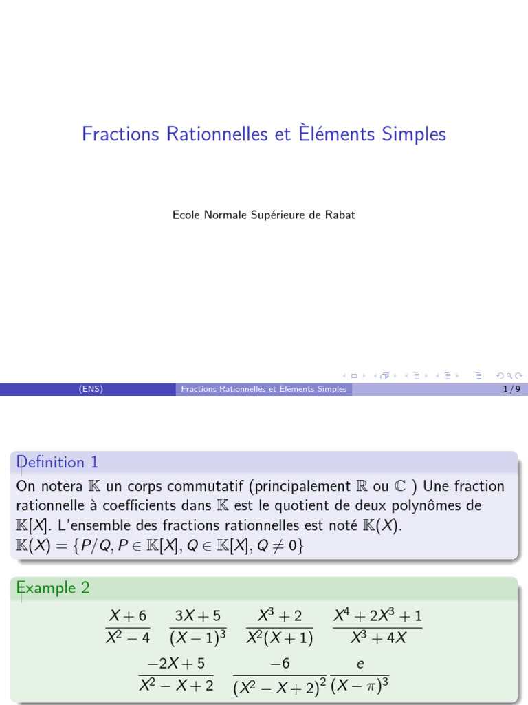 Fractions Rationnelles et Décomposition | PDF | Algèbre | Division