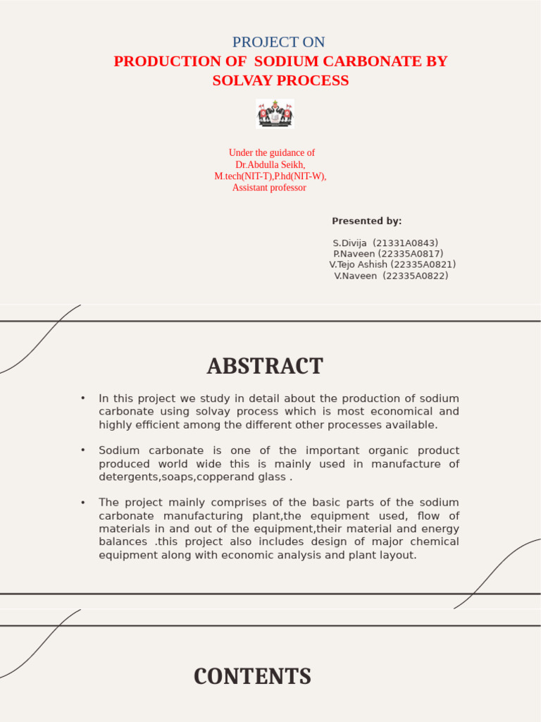Sodium Carbonate Production via Solvay Process | PDF | Sodium Carbonate ...