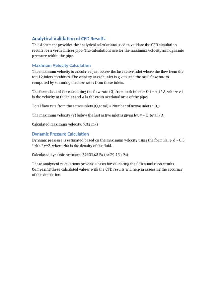 Analytical Validation of CFD Results | PDF