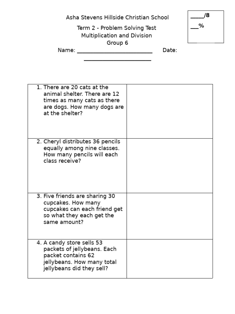 Term 2 Problem Solving Test | PDF