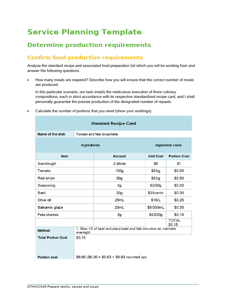 Service Planning for Culinary Production | PDF | Cooking | Baking