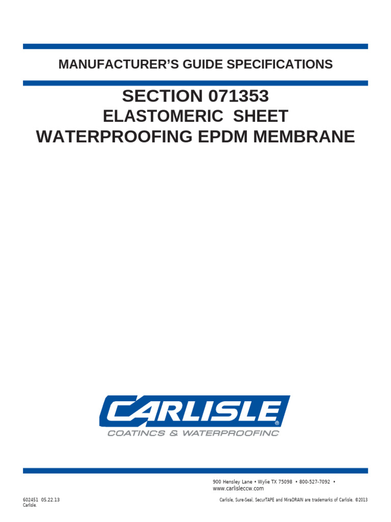 EPDM Membrane Waterproofing Guide | PDF | Adhesive | Concrete