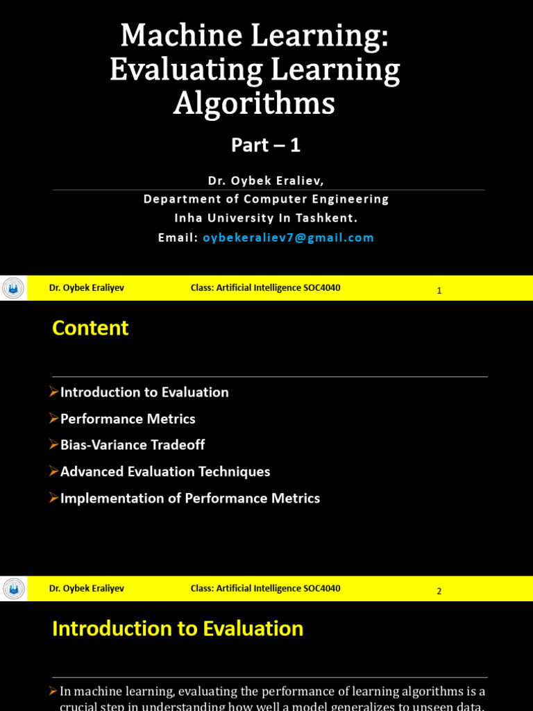 7.1. Machine Learning Evaluating Learning Algorithms | PDF | Mean ...