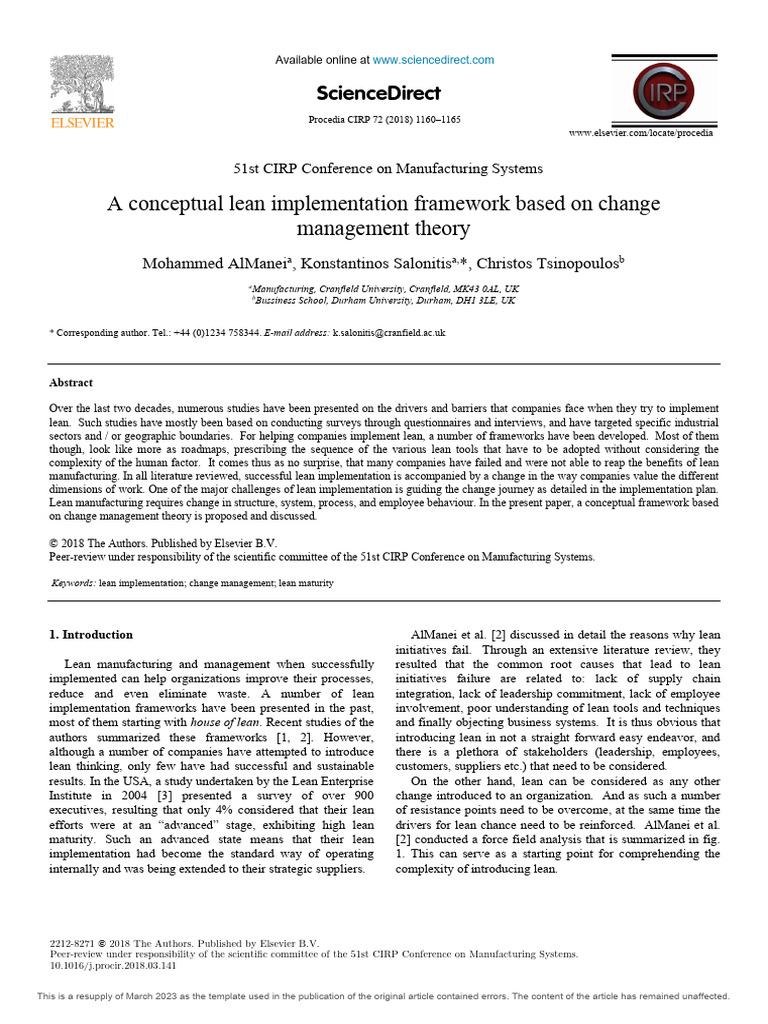 Lean Implementation Framework Overview | PDF | Change Management ...
