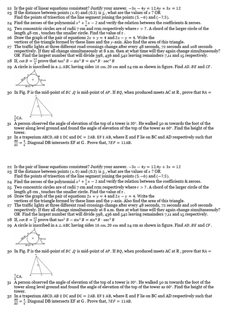 Math Problems on Geometry and Algebra | PDF | Area | Sphere