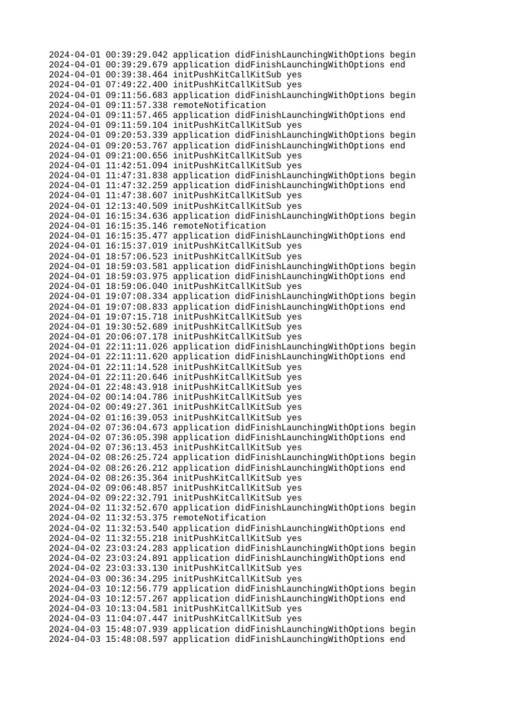 Application Launch and Notification Logs | PDF