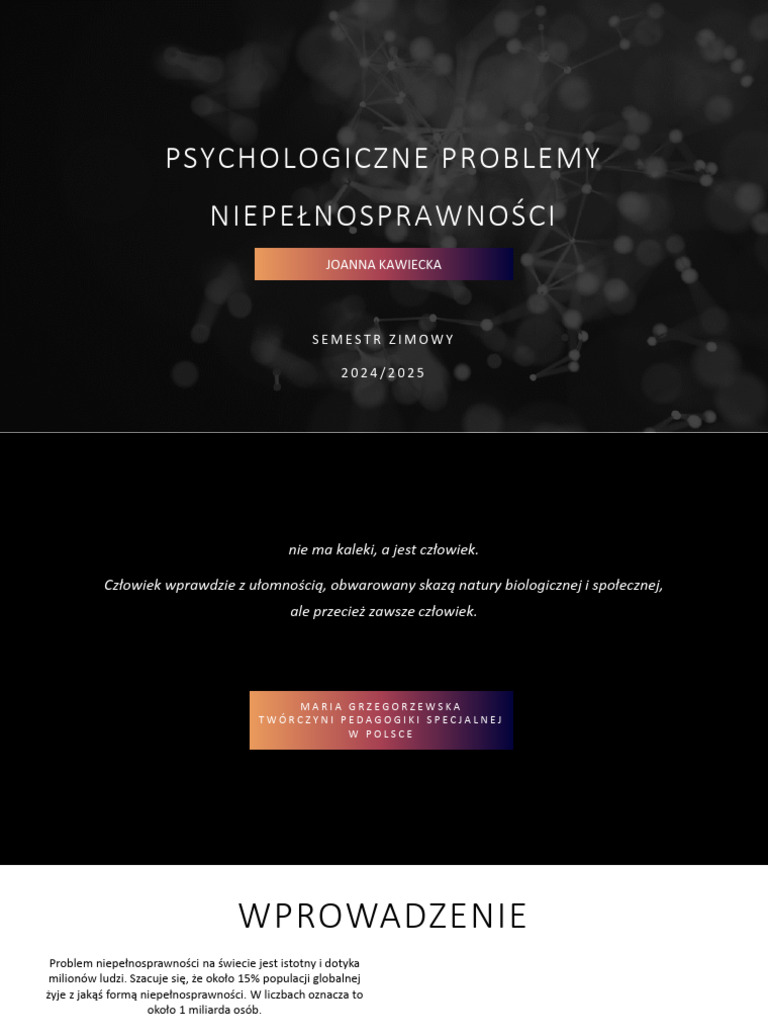 Psychologiczne Problemy Niepełnosprawności | PDF