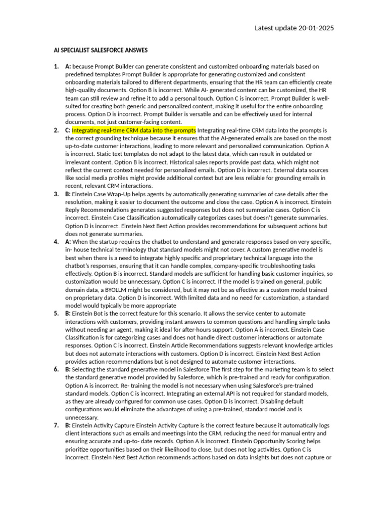 Ai Specialist Salesforce Answes | PDF | Artificial Intelligence ...