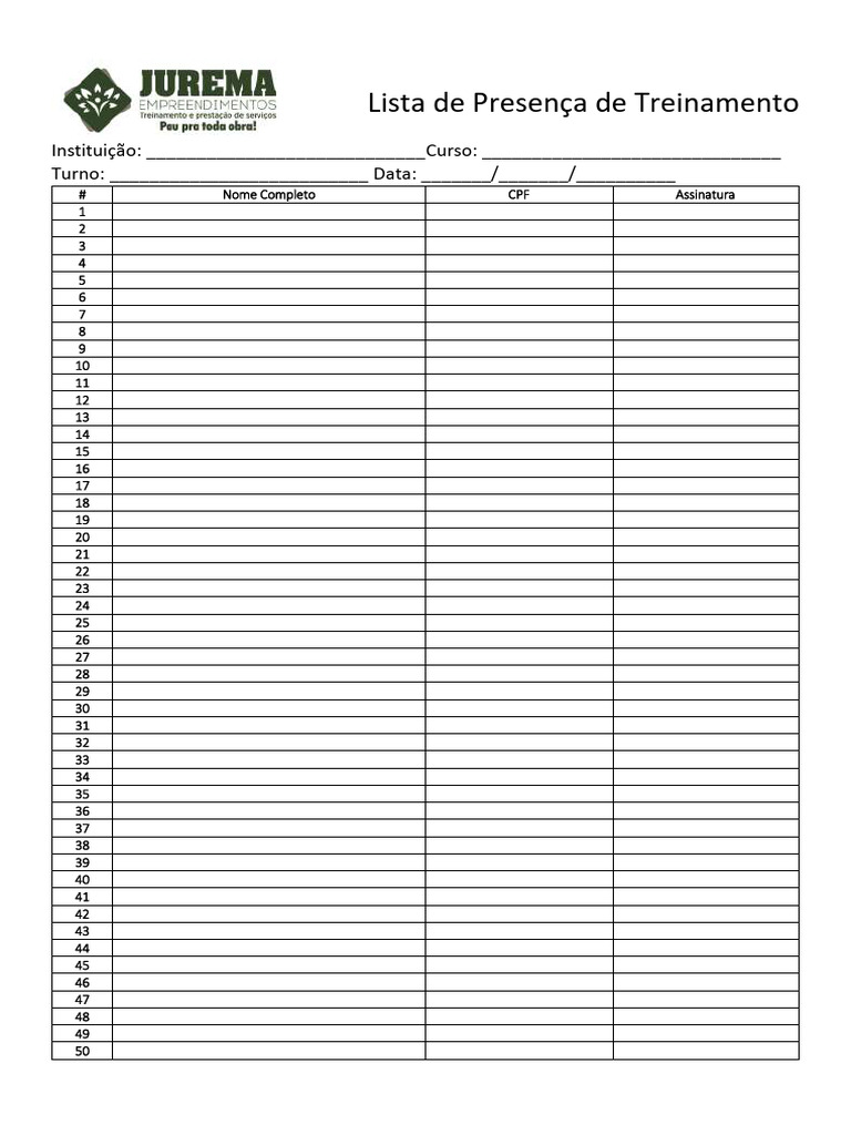 Lista de Presença para Treinamento | PDF