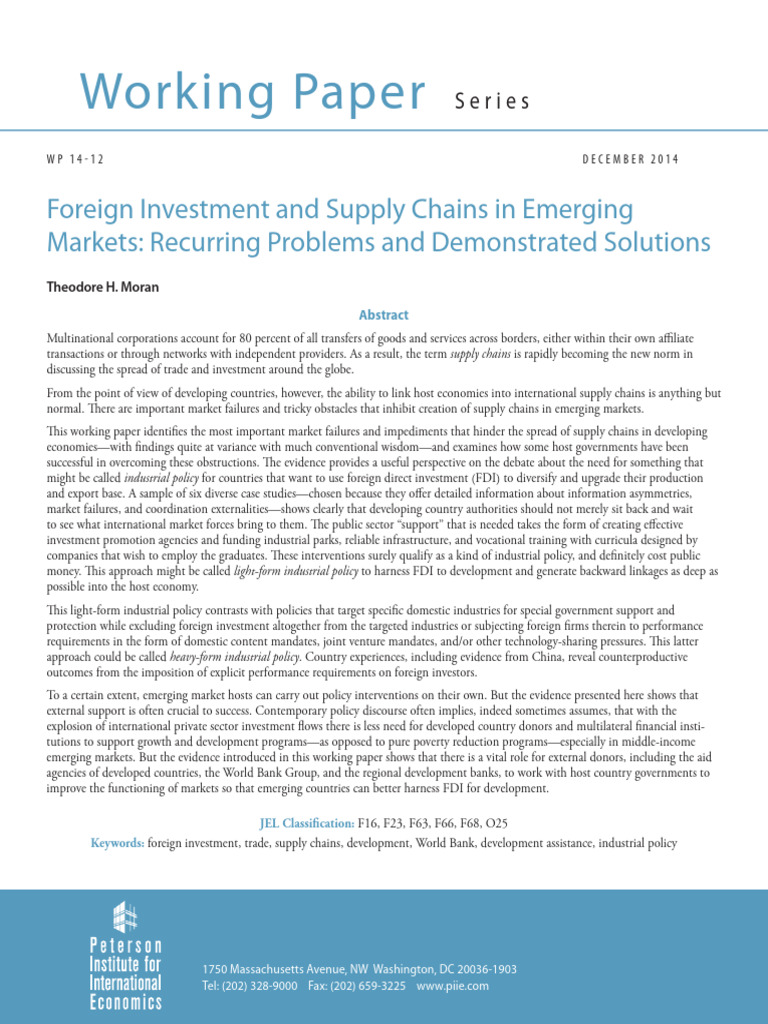 Foreign Investment and Supply Chains in Emerging Markets | PDF ...