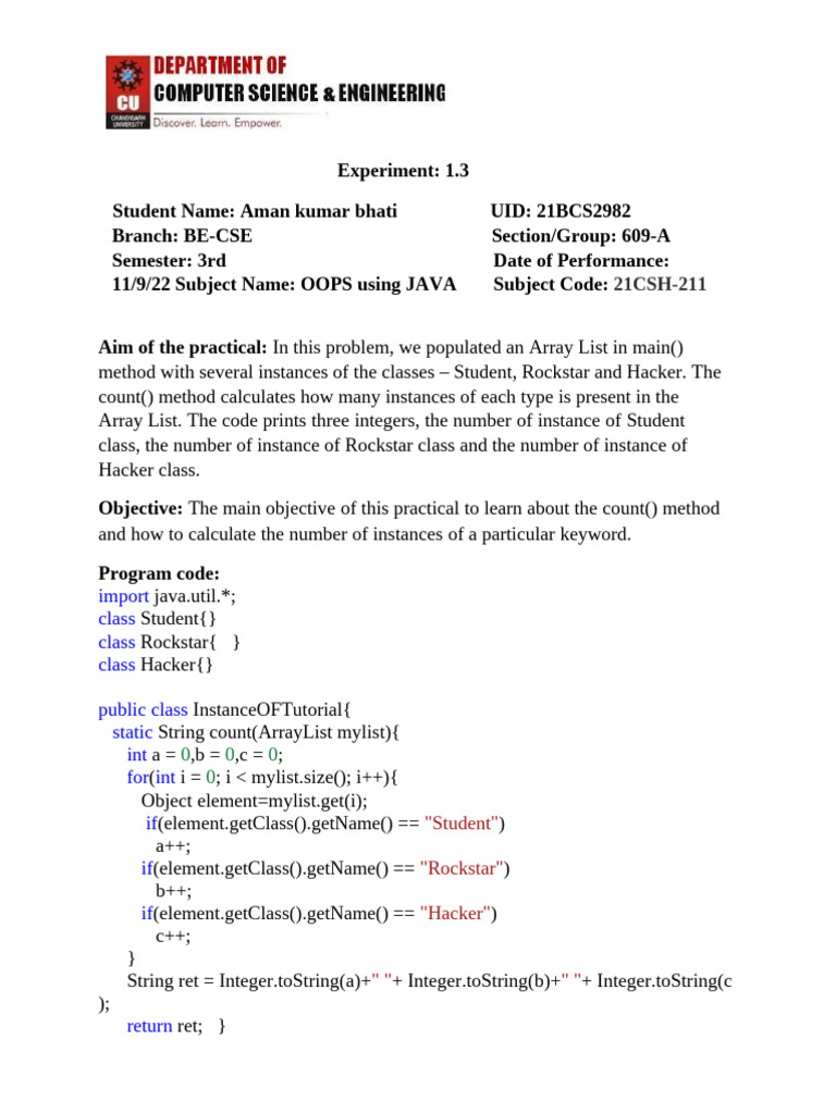 OOPS: Counting Class Instances in Java | PDF