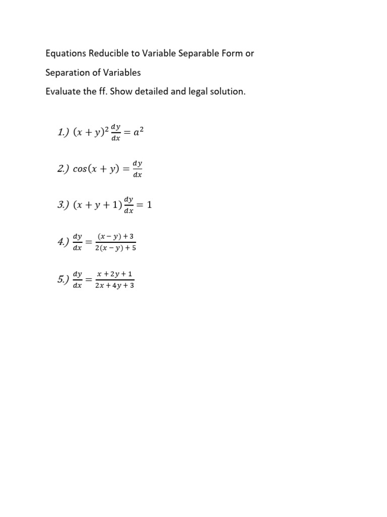 Variable Separation Techniques | PDF
