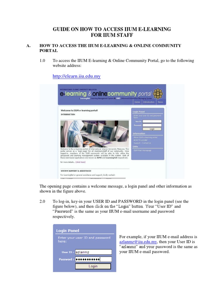 Guide How To Access Iium e Learning For Staff | PDF | Login | User ...