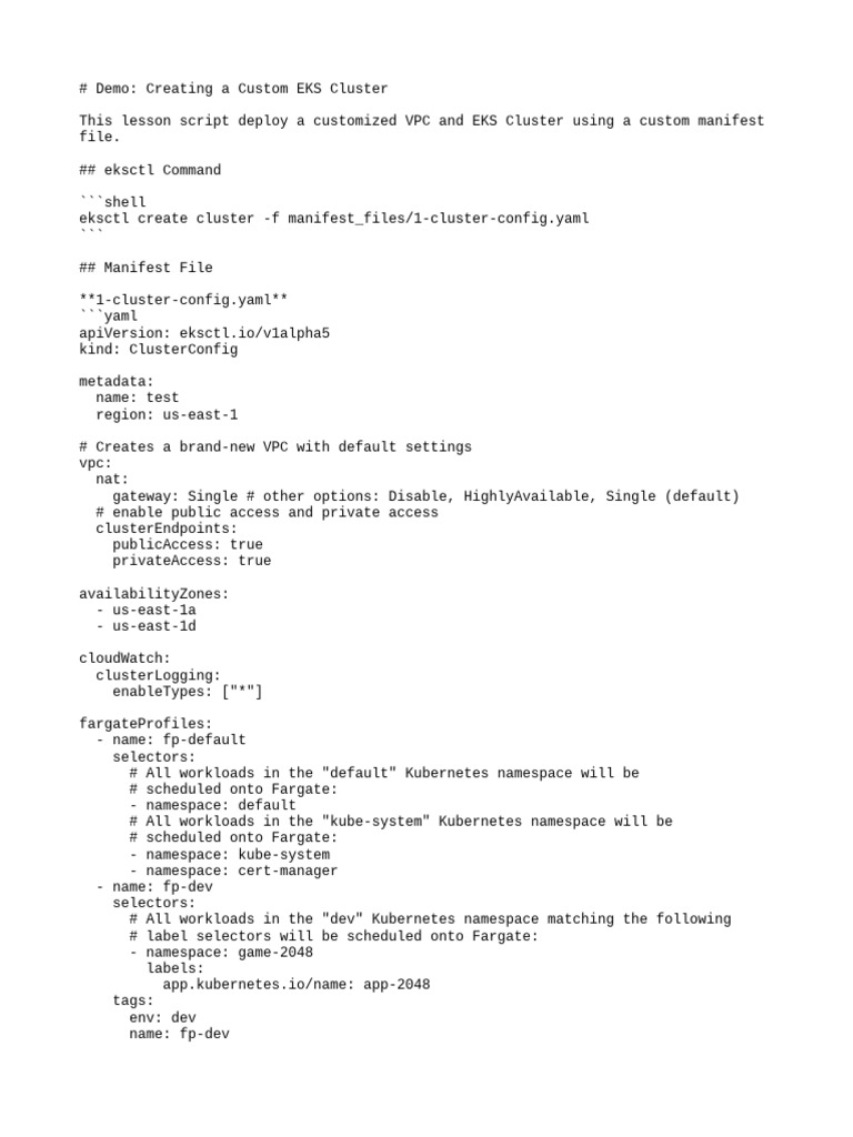 Custom EKS Cluster Setup Guide | PDF