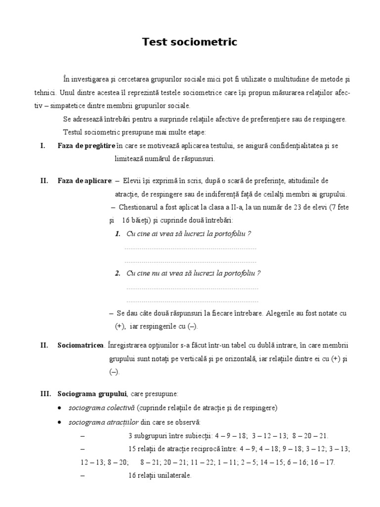 Testul Sociometric | PDF