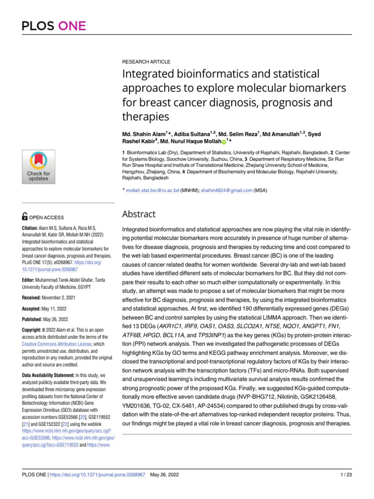 Breast Cancer Biomarkers and Bioinformatics II | PDF | Ligand ...