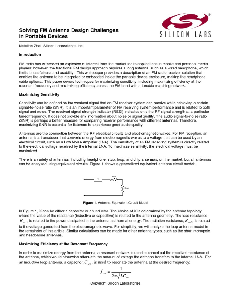 FM Antenna Design Challenges-Whitepaper | Download Free PDF | Antenna ...