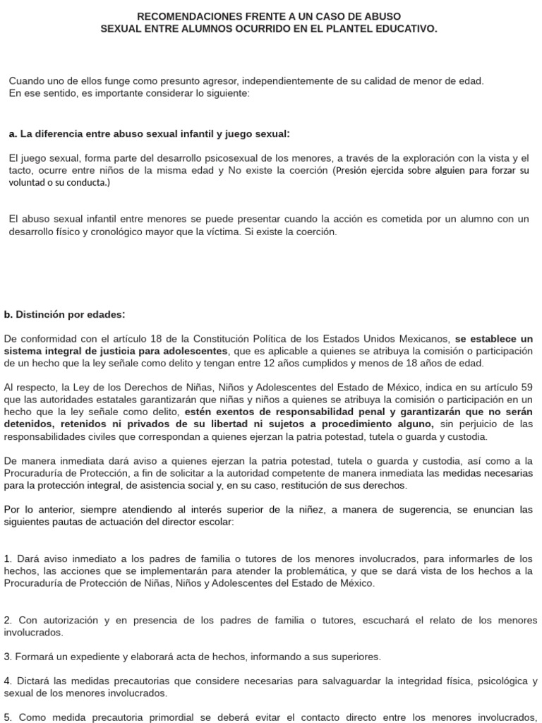 Protocolo de Actuación ante Abuso Escolar | PDF | Abuso sexual | Abuso ...