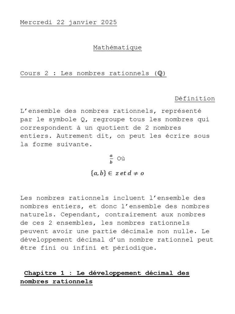 Introduction aux Nombres Rationnels | PDF | Nombre rationnel | Nombre