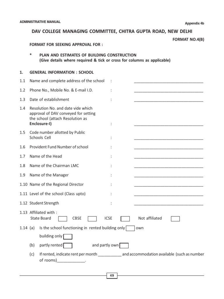Format For Seeking Approval For Plan and Estimate Building Construction ...