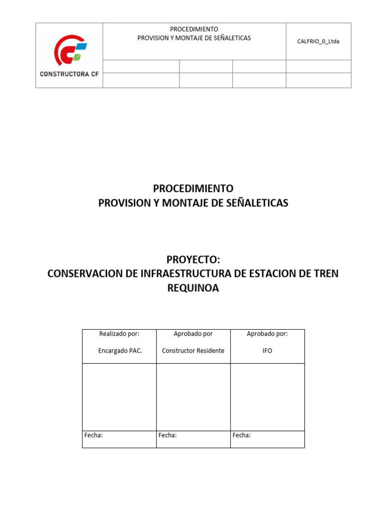 PO-005 Procedimiento Provision y Montaje de Señaleticas | PDF | Gestión ...