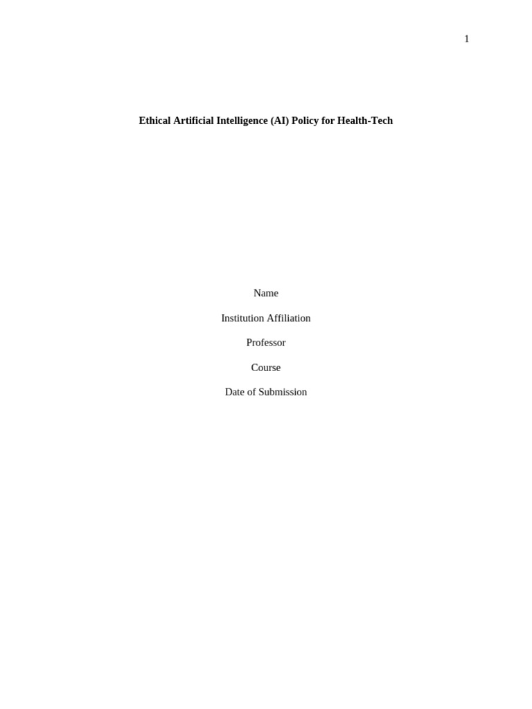Ethical AI Policy for Health-Tech Company | PDF | Artificial ...