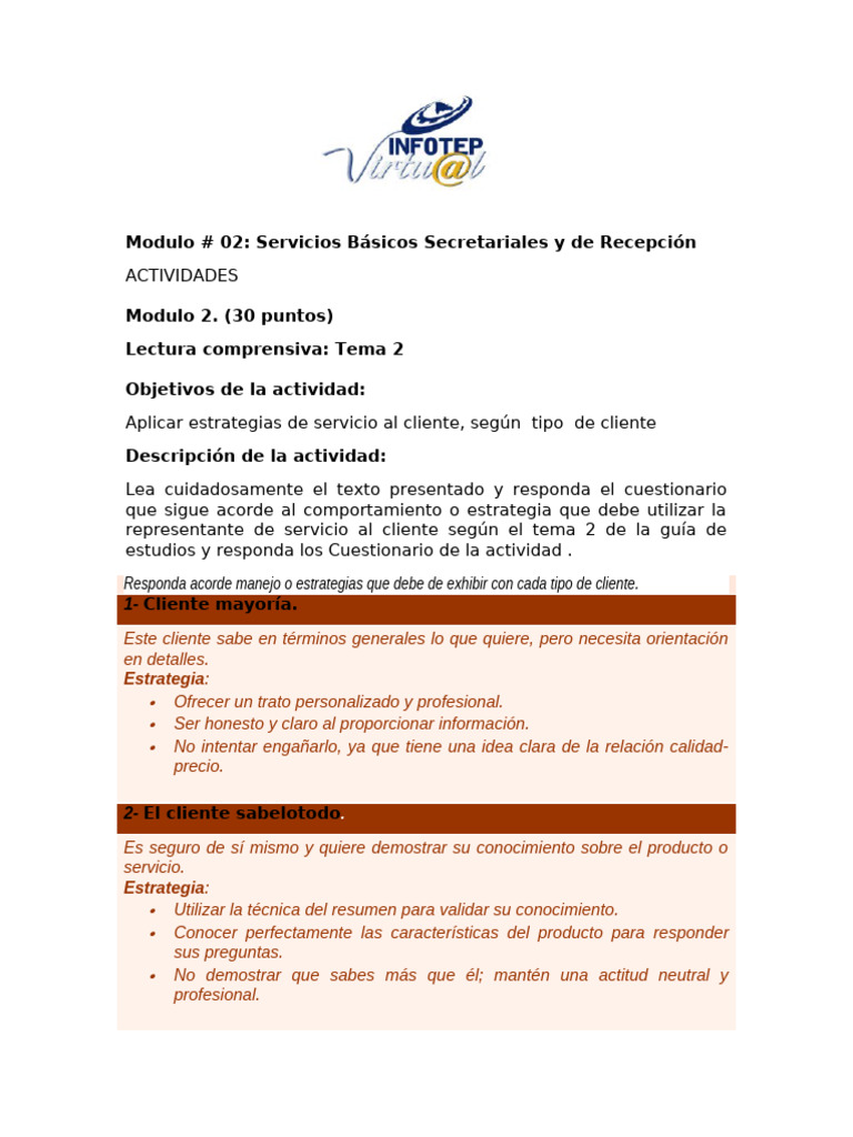 Actividad 2 Del Modulo 3 | PDF | Business | Cliente