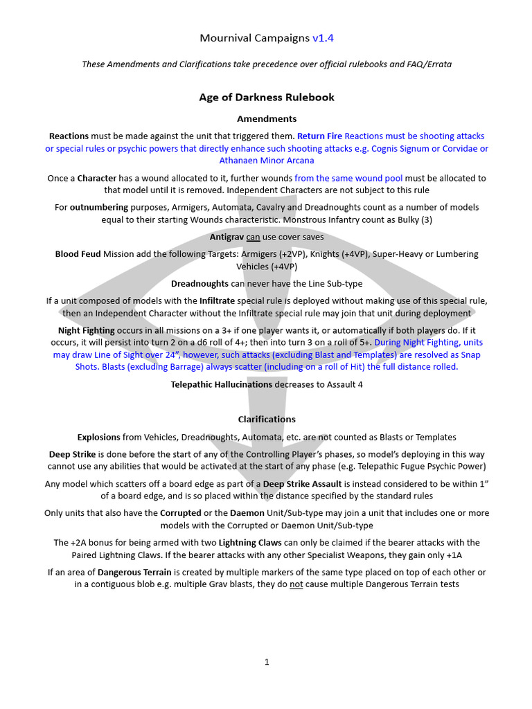 Mournival Campaigns Amendments v1.4 | PDF | Roman Legion | Military Science