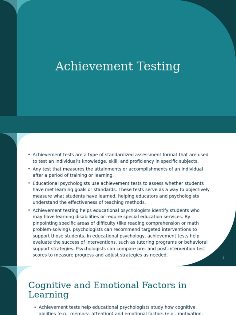 Understanding Achievement Testing and Learning Disabilities | PDF ...