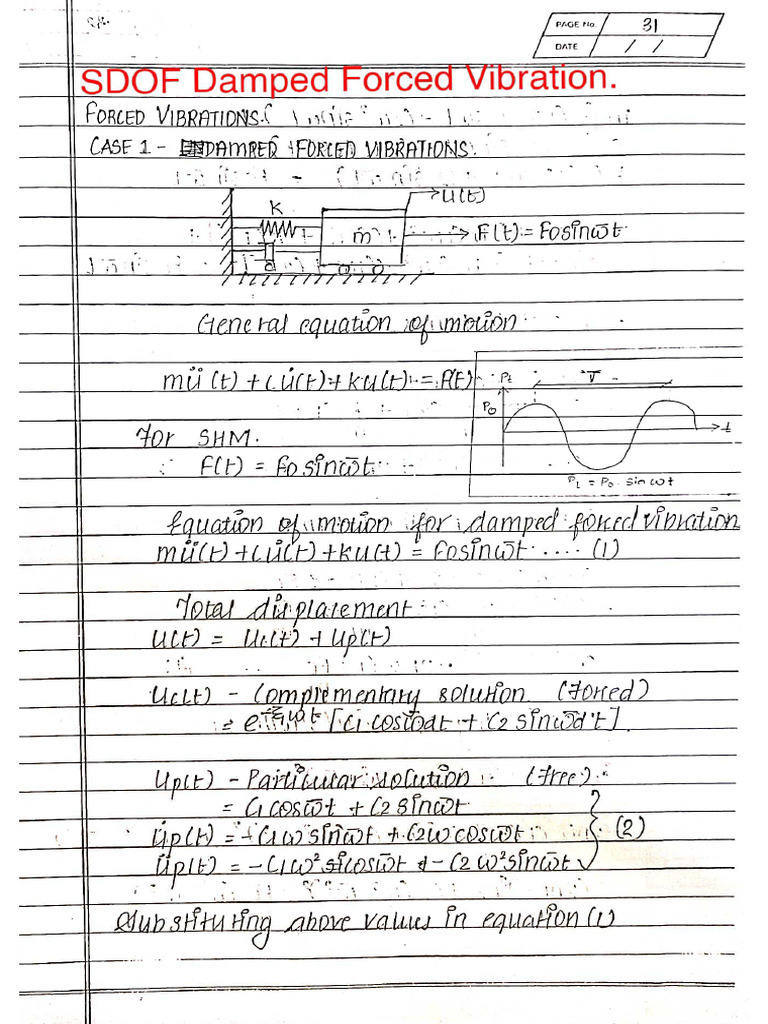 SDOF Forced Vibration Derivation | PDF