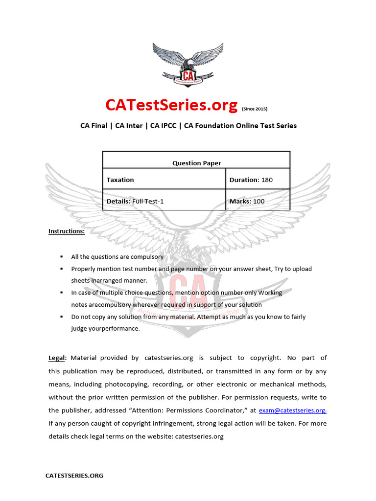 Taxation Test Paper 1722671884 | PDF | Taxes | Value Added Tax