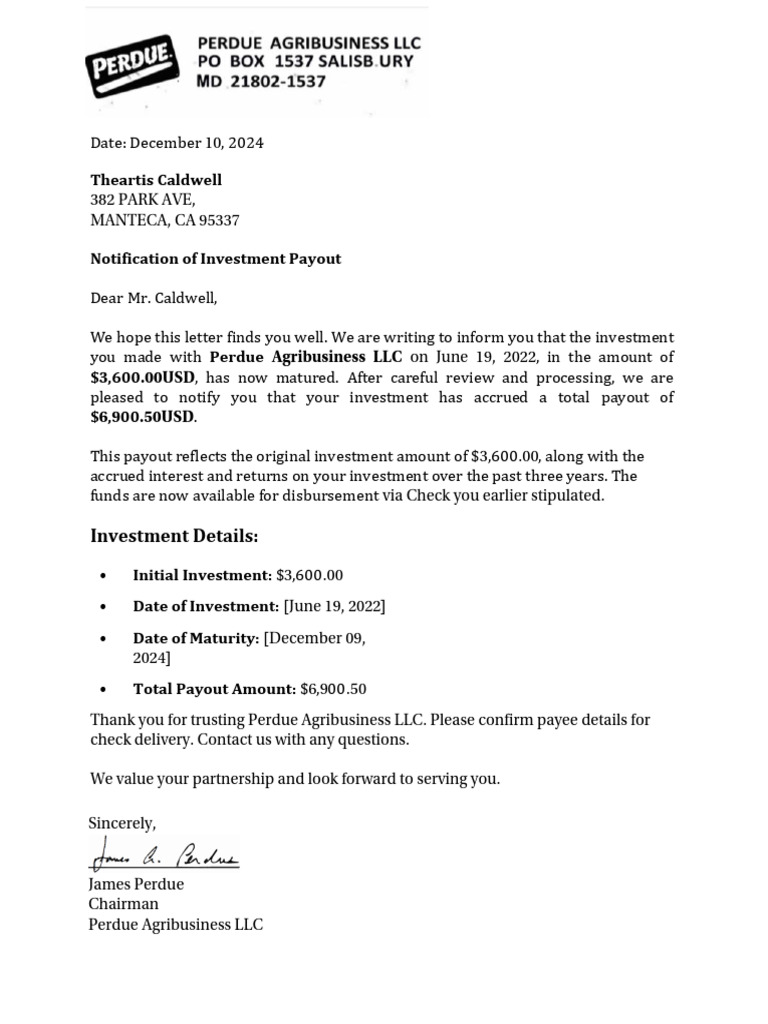 Investment Payout Notification | PDF