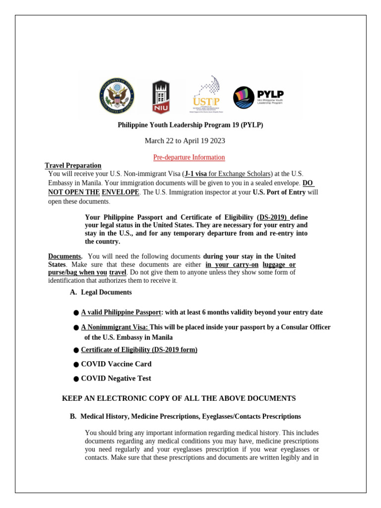 PYLP 2023 Travel Preparation Guide | PDF | Baggage | Travel Visa
