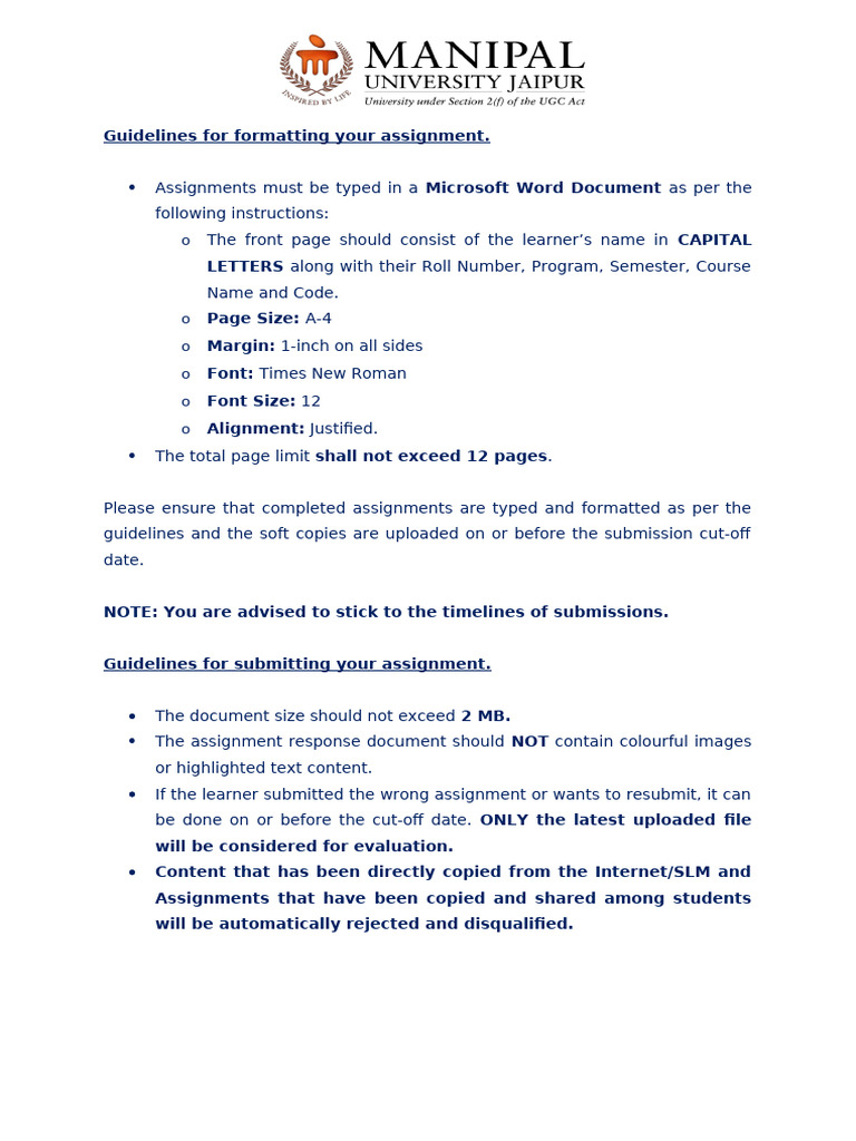 Assignment Formatting and Submission Guidelines | PDF | Computing ...